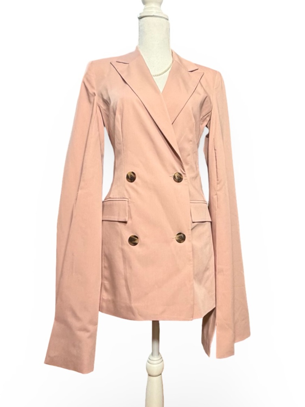 ASOS DESIGN Nipped Waist Split Cape Sleeve Blazer, Soft Blush Pink, 4 NWOT